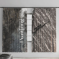 Hunting Rifle Window Curtain Grunge Wilderness Marsh Scene with Rustic Outdoor