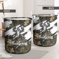 Deer Skull Hunting Laundry Basket Camo Forest Grunge Buck Skull Crossed Rifles Target