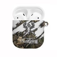 Deer Skull Hunting AirPods Case Camo Forest Grunge Buck Skull Crossed Rifles Target