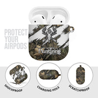Deer Skull Hunting AirPods Case Camo Forest Grunge Buck Skull Crossed Rifles Target