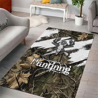 Deer Skull Hunting Area Rug Camo Forest Grunge Buck Skull Crossed Rifles Target