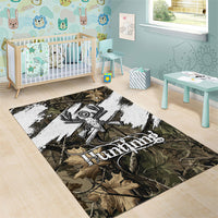 Deer Skull Hunting Area Rug Camo Forest Grunge Buck Skull Crossed Rifles Target
