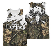 Deer Skull Hunting Basketball Jersey Camo Forest Grunge Buck Skull Crossed Rifles Target