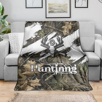 Deer Skull Hunting Blanket Camo Forest Grunge Buck Skull Crossed Rifles Target