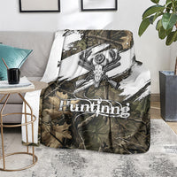 Deer Skull Hunting Blanket Camo Forest Grunge Buck Skull Crossed Rifles Target