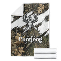 Deer Skull Hunting Blanket Camo Forest Grunge Buck Skull Crossed Rifles Target
