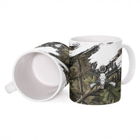 Deer Skull Hunting Ceramic Mug Camo Forest Grunge Buck Skull Crossed Rifles Target