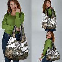 Deer Skull Hunting Grocery Bag Camo Forest Grunge Buck Skull Crossed Rifles Target