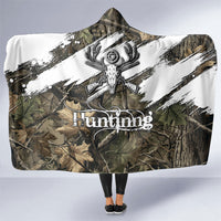 Deer Skull Hunting Hooded Blanket Camo Forest Grunge Buck Skull Crossed Rifles Target