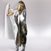Deer Skull Hunting Hooded Blanket Camo Forest Grunge Buck Skull Crossed Rifles Target