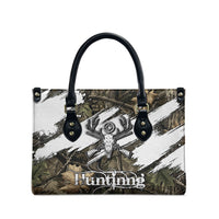 Deer Skull Hunting Leather Bag Camo Forest Grunge Buck Skull Crossed Rifles Target