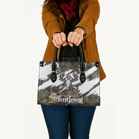 Deer Skull Hunting Leather Bag Camo Forest Grunge Buck Skull Crossed Rifles Target