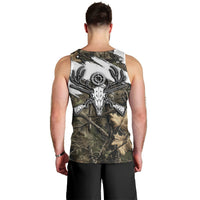 Deer Skull Hunting Men Tank Top Camo Forest Grunge Buck Skull Crossed Rifles Target