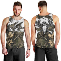 Deer Skull Hunting Men Tank Top Camo Forest Grunge Buck Skull Crossed Rifles Target