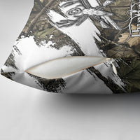 Deer Skull Hunting Pillow Cover Camo Forest Grunge Buck Skull Crossed Rifles Target