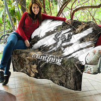Deer Skull Hunting Quilt Camo Forest Grunge Buck Skull Crossed Rifles Target