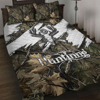 Deer Skull Hunting Quilt Bed Set Camo Forest Grunge Buck Skull Crossed Rifles Target