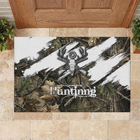 Deer Skull Hunting Rubber Doormat Camo Forest Grunge Buck Skull Crossed Rifles Target