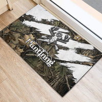 Deer Skull Hunting Rubber Doormat Camo Forest Grunge Buck Skull Crossed Rifles Target