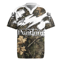Deer Skull Hunting Rugby Jersey Camo Forest Grunge Buck Skull Crossed Rifles Target