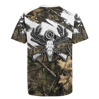 Deer Skull Hunting Rugby Jersey Camo Forest Grunge Buck Skull Crossed Rifles Target