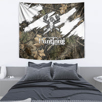 Deer Skull Hunting Tapestry Camo Forest Grunge Buck Skull Crossed Rifles Target