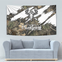 Deer Skull Hunting Tapestry Camo Forest Grunge Buck Skull Crossed Rifles Target