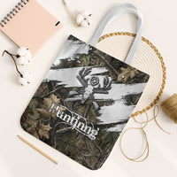 Deer Skull Hunting Tote Bag Camo Forest Grunge Buck Skull Crossed Rifles Target