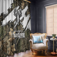 Deer Skull Hunting Window Curtain Camo Forest Grunge Buck Skull Crossed Rifles Target