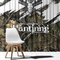 Deer Skull Hunting Window Curtain Camo Forest Grunge Buck Skull Crossed Rifles Target
