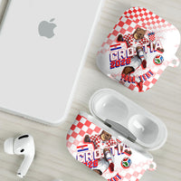 Personalized Croatia Soccer 2026 AirPods Case Funa Zlatica Football Mascot - Sahovnica Croatian Checkerboard
