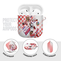 Personalized Croatia Soccer 2026 AirPods Case Funa Zlatica Football Mascot - Sahovnica Croatian Checkerboard