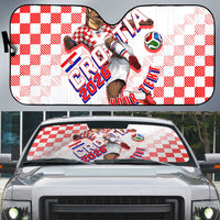 Personalized Croatia Soccer 2026 Auto Sun Shade Funa Zlatica Football Mascot - Sahovnica Croatian Checkerboard