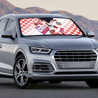 Personalized Croatia Soccer 2026 Auto Sun Shade Funa Zlatica Football Mascot - Sahovnica Croatian Checkerboard