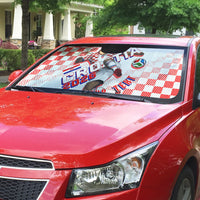 Personalized Croatia Soccer 2026 Auto Sun Shade Funa Zlatica Football Mascot - Sahovnica Croatian Checkerboard