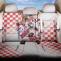 Personalized Croatia Soccer 2026 Back Car Seat Cover Funa Zlatica Football Mascot - Sahovnica Croatian Checkerboard