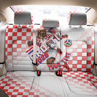 Personalized Croatia Soccer 2026 Back Car Seat Cover Funa Zlatica Football Mascot - Sahovnica Croatian Checkerboard