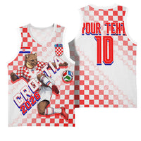 Personalized Croatia Soccer 2026 Basketball Jersey Funa Zlatica Football Mascot - Sahovnica Croatian Checkerboard