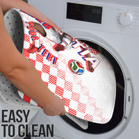 Personalized Croatia Soccer 2026 Bathroom Set Funa Zlatica Football Mascot - Sahovnica Croatian Checkerboard