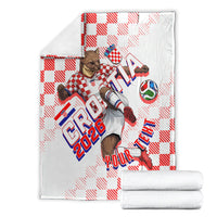 Personalized Croatia Soccer 2026 Blanket Funa Zlatica Football Mascot - Sahovnica Croatian Checkerboard