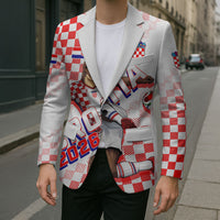 Personalized Croatia Soccer 2026 Blazer Funa Zlatica Football Mascot - Sahovnica Croatian Checkerboard