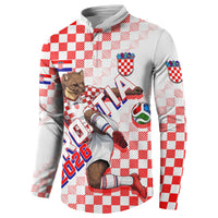 Personalized Croatia Soccer 2026 Button Sweatshirt Funa Zlatica Football Mascot - Sahovnica Croatian Checkerboard
