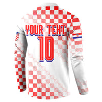 Personalized Croatia Soccer 2026 Button Sweatshirt Funa Zlatica Football Mascot - Sahovnica Croatian Checkerboard