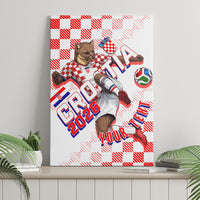 Personalized Croatia Soccer 2026 Canvas Wall Art Funa Zlatica Football Mascot - Sahovnica Croatian Checkerboard