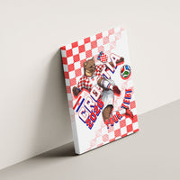 Personalized Croatia Soccer 2026 Canvas Wall Art Funa Zlatica Football Mascot - Sahovnica Croatian Checkerboard