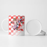 Personalized Croatia Soccer 2026 Ceramic Mug Funa Zlatica Football Mascot - Sahovnica Croatian Checkerboard