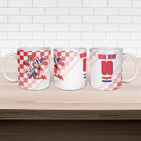 Personalized Croatia Soccer 2026 Ceramic Mug Funa Zlatica Football Mascot - Sahovnica Croatian Checkerboard