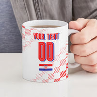 Personalized Croatia Soccer 2026 Ceramic Mug Funa Zlatica Football Mascot - Sahovnica Croatian Checkerboard