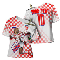 Personalized Croatia Soccer 2026 Cross Shoulder Shirt Funa Zlatica Football Mascot - Sahovnica Croatian Checkerboard