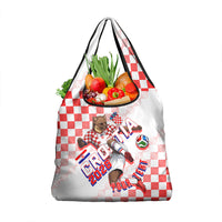 Personalized Croatia Soccer 2026 Grocery Bag Funa Zlatica Football Mascot - Sahovnica Croatian Checkerboard